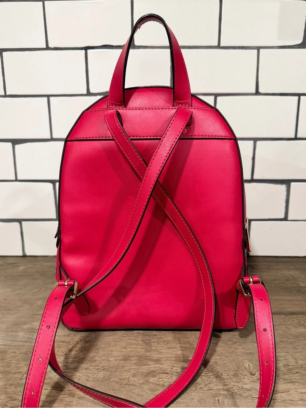 Michael Kors Electric Pink Pebbled Leather Backpack